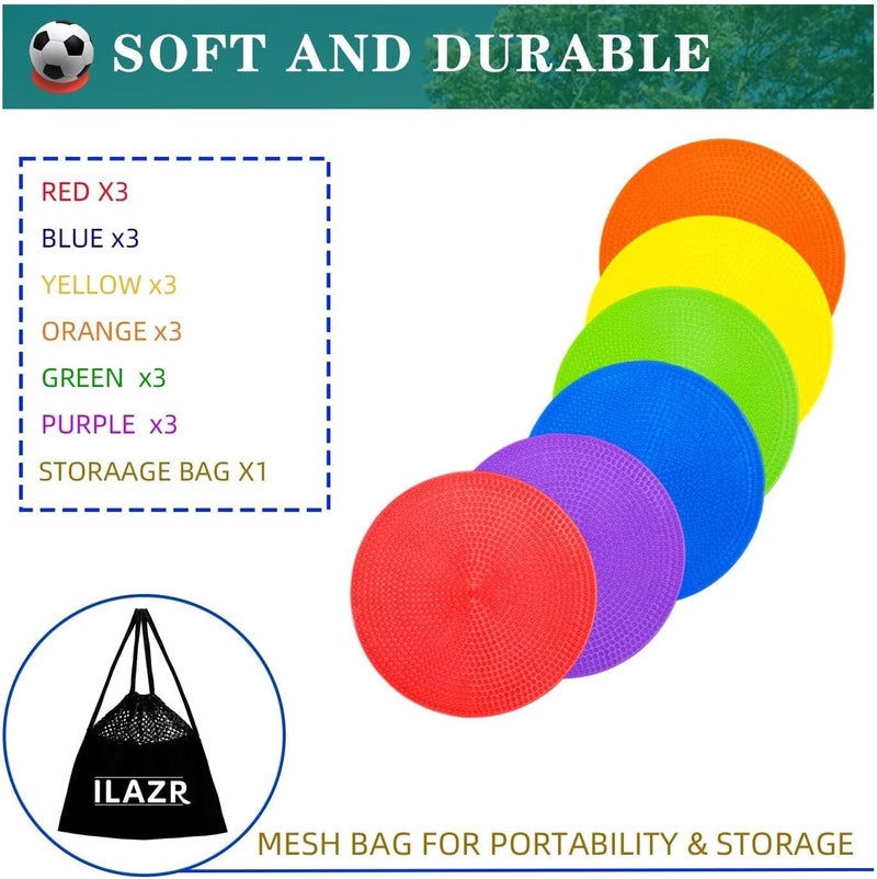 ILAZR LAZR Non Slip Agility Marker Aggregate Dots 4.72 inch 9 inch 6 Color Floor Dot Marker for Classroom Dance Sports Football Basketball Speed Agility Training - Image 3